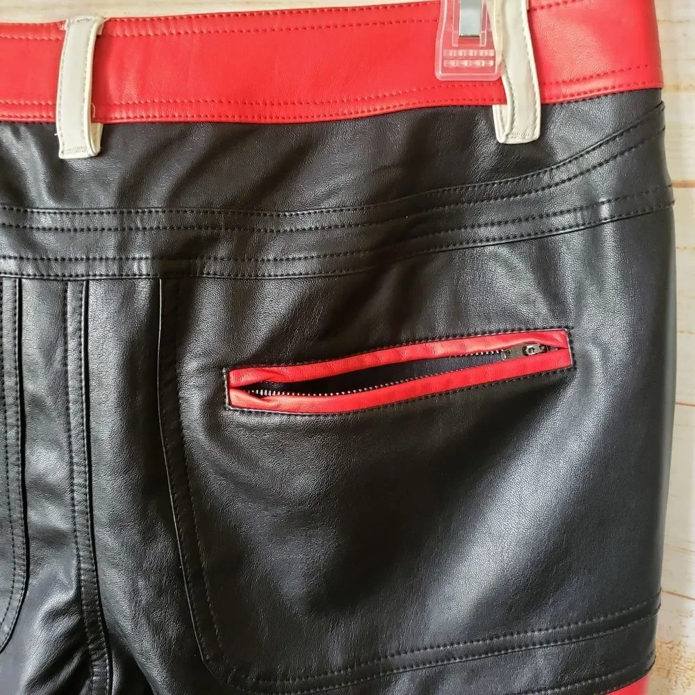 We The Free High Rise Color Block Rebel Vegan Leather Cropped Pants Size 12 - Picture 11 of 15